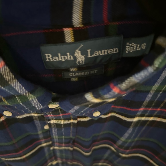 Men’s Ralph Lauren Polo Classic Fit Flannel Button down Navy shirt - Picture 2 of 4